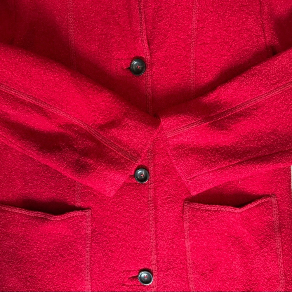 Gerry Weber Edition Red Hooded 100% Virgin Wool Trench Coat Size S M Winter - Picture 13 of 16